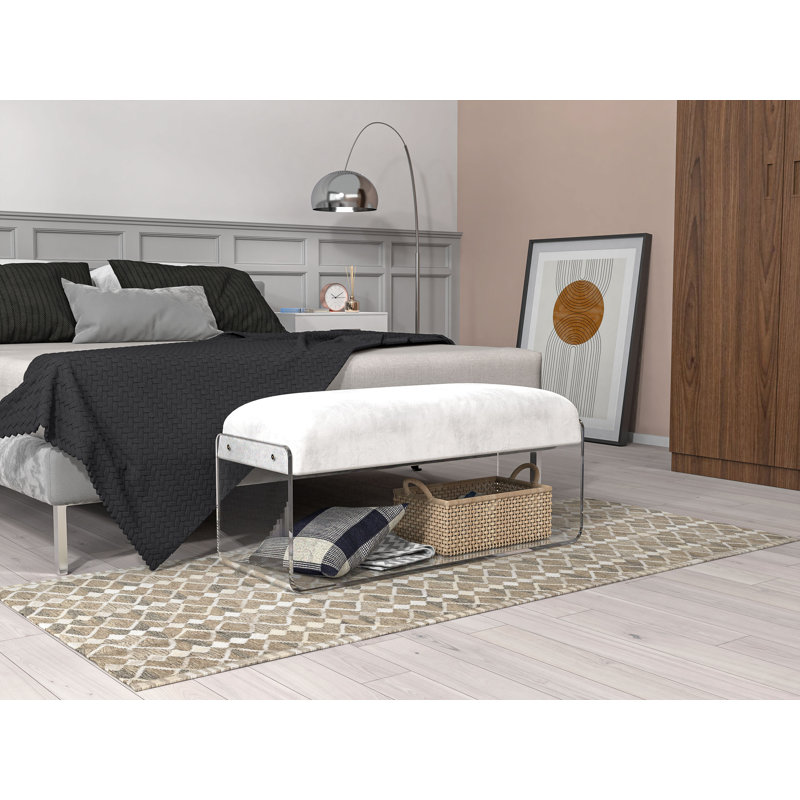 Chiou Suede Shelves Storage Bench